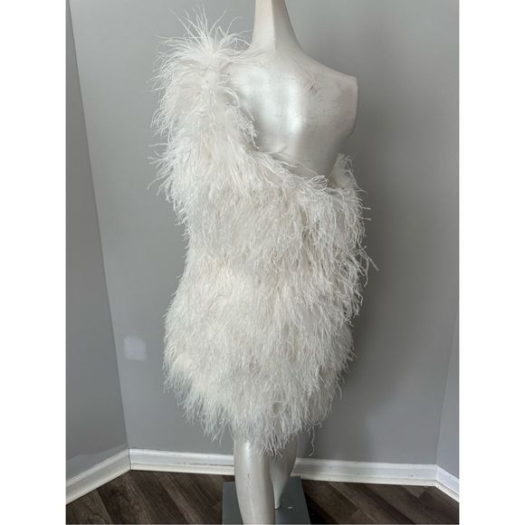 The Bar Andre Feather One-Shoulder Minidress US 12 $498 - Picture 7 of 10